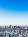 Panoramic modern city skyline aerial view under blue sky in Tokyo, Japan Royalty Free Stock Photo