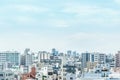 Panoramic modern city urban skyline bird eye aerial view under sun & blue sky in Tokyo, Japan Royalty Free Stock Photo