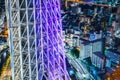 Panoramic modern city urban skyline bird eye aerial view under sun & blue sky in Tokyo, Japan