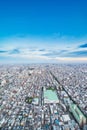 Panoramic urban city skyline aerial view under twilight sky and neon night in tokyo, Japan Royalty Free Stock Photo