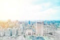 Panoramic modern cityscape building view of Taipei, Taiwan. mix hand drawn sketch illustration