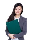 Asia business woman holding clipboard Royalty Free Stock Photo