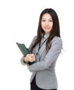 Asia businesswoman with file pad Royalty Free Stock Photo