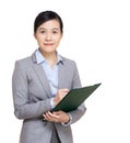Asia businesswoman with filepad Royalty Free Stock Photo