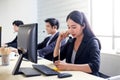 Asia call center workers or Confident business  with headset,Customer suppor Royalty Free Stock Photo