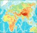 Asia centered Physical World Map