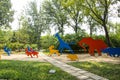 Asia China, Beijing, Chaoyang Park, Landscape sculpture, running animals Royalty Free Stock Photo