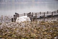 Asia China, Beijing, chaoyang park, the winter scenery, wooden bridge, deciduous Royalty Free Stock Photo