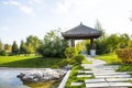 Asia China, Beijing, Garden ExpoÃ¯Â¼ÅGarden landscape and architecture, wooden pavilion