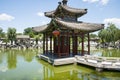 Asia China, Beijing, Grand View Garden, landscape architecture, Qin Fang Pavilion Bridge Royalty Free Stock Photo