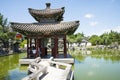 Asia China, Beijing, Grand View Garden, landscape architecture, Qin Fang Pavilion Bridge Royalty Free Stock Photo