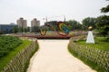 Asia China, Beijing, Honglingjin Park, city garden, fence, sculpture