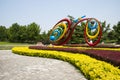 Asia China, Beijing, Honglingjin Park, landscape sculpture, Earth Moon orbit