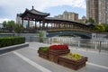 Asia China, Beijing, jinzhongdu Park,landscape architecture, gallery, bridge