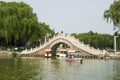 Asia China, Beijing, Longtan Lake Park, Summer landscape, Lake, stone bridge