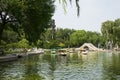 Asia China, Beijing, Longtan Lake Park, Summer landscape, Lake, stone bridge