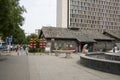 Asia China, Beijing, nanxincang cultural leisure Street,Modern tall buildings and ancient barn