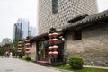 Asia China, Beijing, nanxincang cultural leisure Street,Modern tall buildings and ancient barn