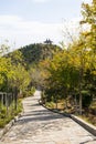 Asia China, Beijing, the north house, Forest Park,Garden scenery, road, the mountain on the double Pavilion Royalty Free Stock Photo