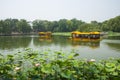 Asia China, Beijing, Old Summer Palace, lotus pond, the boat Royalty Free Stock Photo