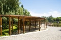 Asia China, Beijing, the Olympic Forest Park, Garden architecture, wooden pavilion