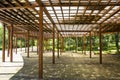 Asia China, Beijing, the Olympic Forest Park, Garden architecture, wooden pavilion Royalty Free Stock Photo