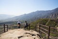 Asia China, Beijing, Phoenix Valley natural scenic spot, spring landscapeÃ¯Â¼ÅThe observation deck, wooden railings Royalty Free Stock Photo