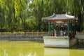 Asia China, Beijing, xinglong park, lake view, Stone boat