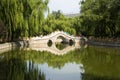 Asia China, Beijing, xinglong park, lake view,Stone Bridge