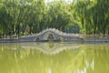 Asia China, Beijing, xinglong park, lake view, Stone Bridge