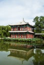 Asia China, Beijing, xinglong park, lake view, waterside pavilion