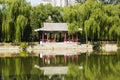 Asia China, Beijing, xinglong park, lake view,Waterside Pavilion