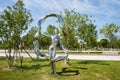 Asia China, Wuqing, Tianjin, Green Expo,Landscape sculpture, the woman waving ribbons