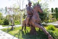 Asia China, Wuqing, Tianjin, Green ExpoÃ¯Â¼ÅLandscape sculpture, horse riding, herdsmen