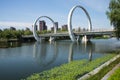 Asia Chinese, Beijing, Jianhe Park, landscape architecture, railway bridge, Royalty Free Stock Photo