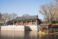 Asia Chinese, Beijing, Longtan Lake Park,Waterside pavilion Royalty Free Stock Photo