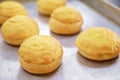 Asia Chinese pineapple Bun pancake baked bums on baking tray sweet treats desserts high calorie food popular refreshment Royalty Free Stock Photo