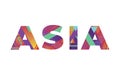 Asia Concept Retro Colorful Word Art Illustration