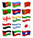 Asia country flying flags set part 1