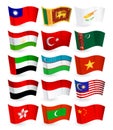 Asia country flying flags set part 3 Royalty Free Stock Photo