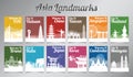 Asia famous landmark in silhouette design with multi color style Royalty Free Stock Photo