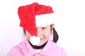Asia girl with Christmas hat Royalty Free Stock Photo