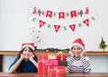 Asia girl friends wear santa hat in Christmas and new year party Royalty Free Stock Photo