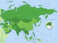 Asia Green Vector Map