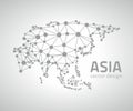 Asia grey dot outline vector triangle map