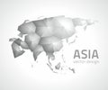 Asia grey nad silver polygonal vector triangle map