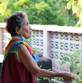 Asia happy older woman in local thai style blouse