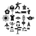 Asia icons set, simple style Royalty Free Stock Photo