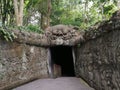 Asia Indonesia Bali Monkey Forest Park Sculpture Wild Balinese Jungle Cave Entrance Stone Arts Rock Crafts Design Mythology Green 