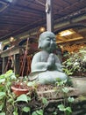Southeast Asia Indonesia Bali Ubud Yoga Barn Spa Massage Balinese Hut Garden Buddha Sculpture Statue Worship Flower Petals
